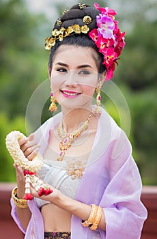 Thai Woman In Traditional Costume Of Thailand