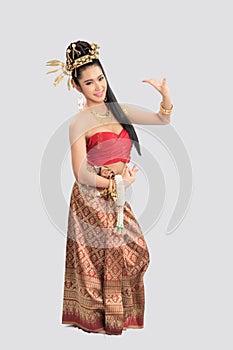 Thai Woman In Traditional Costume Of Thailand