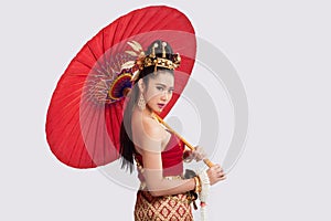 Thai Woman In Traditional Costume Of Thailand