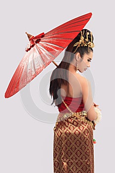 Thai Woman In Traditional Costume Of Thailand