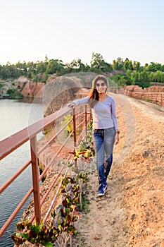 Thai woman with water garden background