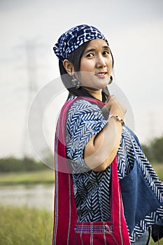 Žena nošení móda oblečení pózování portrét vzít na venkovní thajsko 