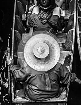 Thai Woman wearing a straw hat