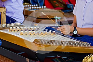 Thai wooden dulcimer musical instrument photo
