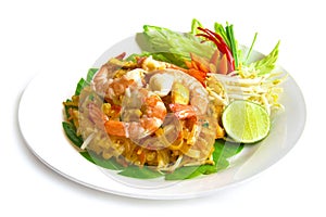Thaifood stir fried rice noodle with shirmp
