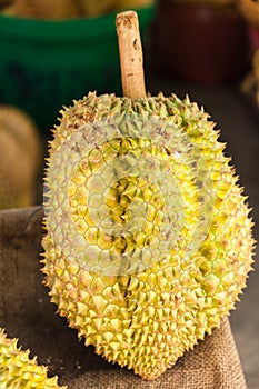 Thailan Exotic tropical fruits Durian on the street Bangkok