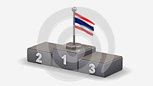 Thailand 3D waving flag illustration on winner podium.