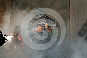 Thailand Army rangers during military operation