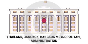 Thailand, Bangkok, Bangkok Metropolitan , Administration travel landmark vector illustration