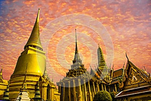 Thailand Bangkok grand palace sunset