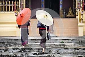 Thailand Buddhist people go to temple culture of Asian