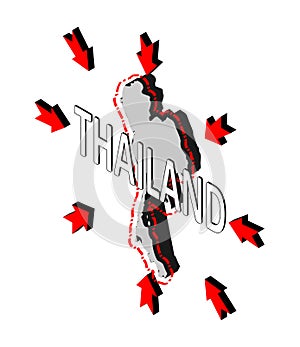 Thailand closes borders, quarantine, protection against coronavirus. Ban on crossing borders. Vector isometric image of Thailand