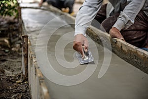 Thailand construction workers were plastering