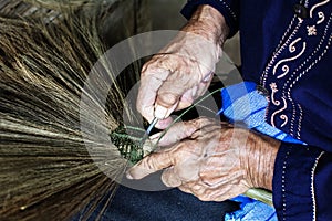 Thailand cultural,handmake broom making