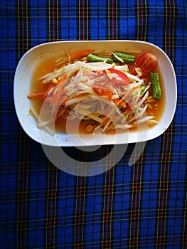 Thailand favorite menu call somtum That was papaya  spicy salad