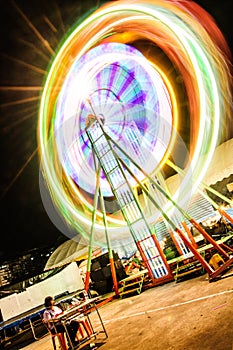 Thailand Ferris wheel night motion blur