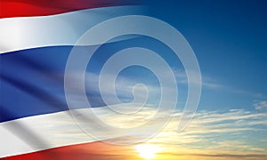 Thailand flag against th sunsrise or sunset