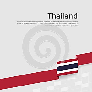Thailand flag background. State thai patriotic banner, cover. Ribbon color flag of thailand on a white background. National poster