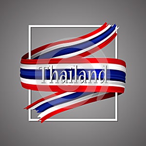 Thailand flag. Official national colors. Thailand`s 3d realistic stripe ribbon. Vector icon sign background.