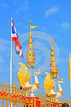Thailand Flag In Wat Phra That Doi Wao, Mae Sai, Thailand