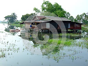 Thailand flooded homes