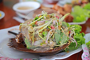 Thailand Food - Spicy Horseshoe Crab Egg Salad