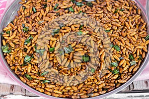 Thailand fried insects placed on the market.