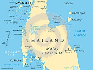 Thajsko politická mapa a na 