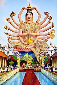 Thailand Landmark. Guan Yin Statue At Big Buddha Temple. Buddhism.