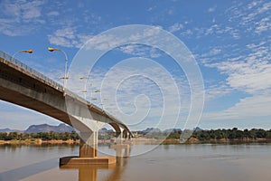 Thailand and Laos immigration border bridge at Nakhon Phanom province over Mekong River