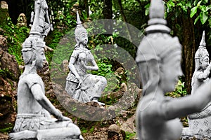 Thailand. Magic Secret Buddha Garden Statues In Samui. Travel, T