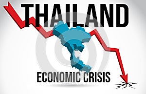 Thailand Map Financial Crisis Economic Collapse Market Crash Global Meltdown Vector