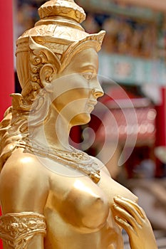 Thailand in mythic animal statues of Golden kinnaree.