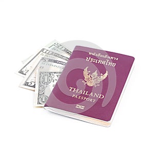 Thailand passport and Dollar USA