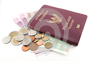 Thailand passport and Thai money