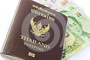 Thailand passport with Thai money