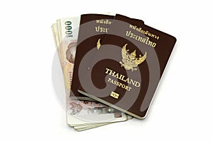 Thailand passport and Thai money