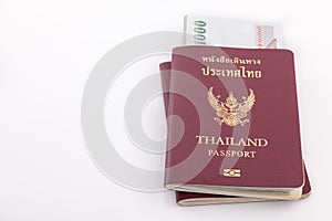 Thailand passport and Thai money for travel