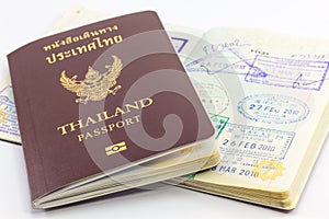 Thailand passport and visas.