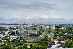 Thailand Pattaya city Chonburi Province landscape from drone view in the open sky with the daylight
