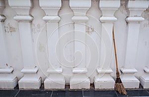 Thailand`s temple old white wall.