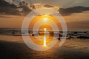 Thailand Sunset reflection on the beach