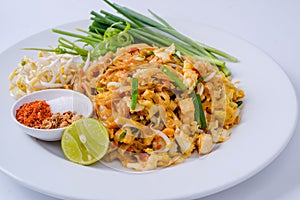 Thailand Thailand fried foods popular with foreigners on the white background.