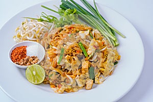 Thailand Thailand fried foods popular with foreigners on the white background.