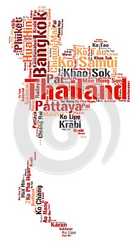 Thailand top travel destinations word cloud