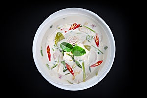 Thailand tradition green curry soup with chickens and coconut milk