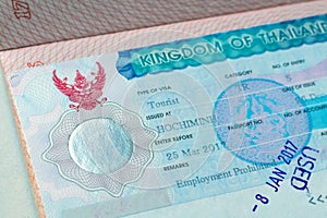 Thailand visa in passport