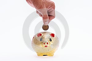 Man holding piggy bank