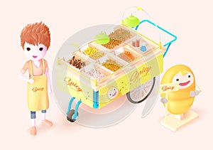 Thaistreet food isometric_fried_bug