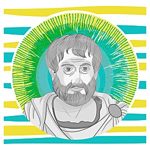 Thales of Miletus line art portrait